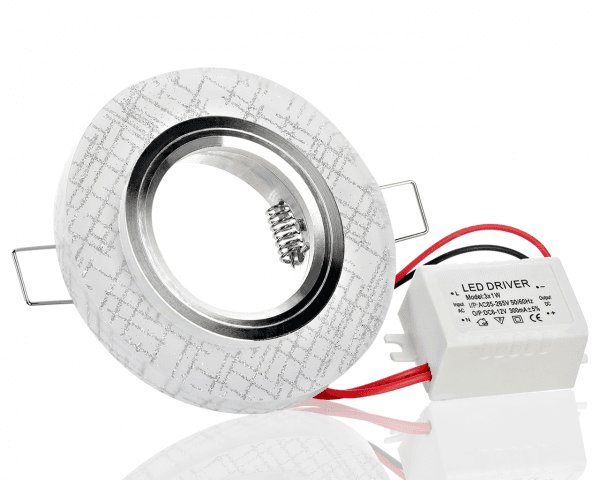 Einbaurahmen aus Kristalleinbaustrahler Viereck/Rund mit LED Ring Kaltweiß