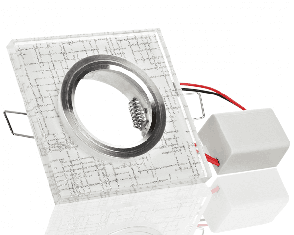 Kristalleinbaustrahler Viereck mit LED Ring Kaltweiß