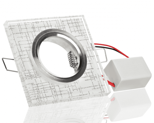 Viereckiger Einbaurahmen aus Kristallglas mit integriertem LED-Ring (Kaltweiß)