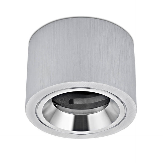 Aufbaustrahler Rund – Bicolor Alu-Natur Grob Flat LED.