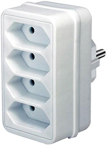 Mehrfachsteckdose, Steckdosenadapter 4-fach Eurosteckdose Farbe weiß