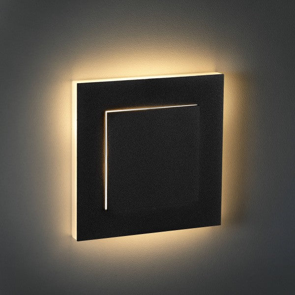 LED Treppenbeleuchtung 230V – Eckige Wandeinbauleuchte 3D in Anthrazit