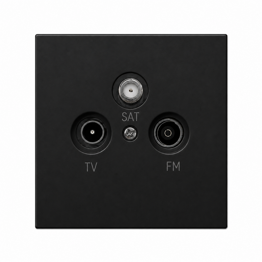 Antennendose TV/FM/SAT Schwarz – Multimedia-Antennendose für Unterputzmontage.