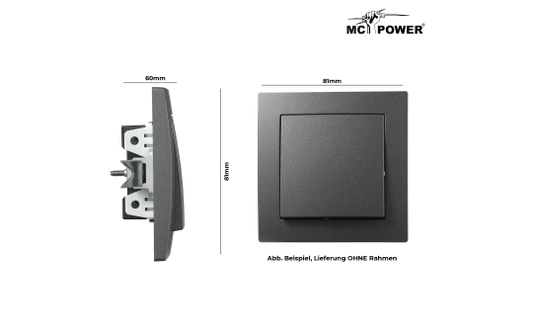 Wechselschalter McPower "Flair", 250V~/10A, UP, Steckanschluss, anthrazit.