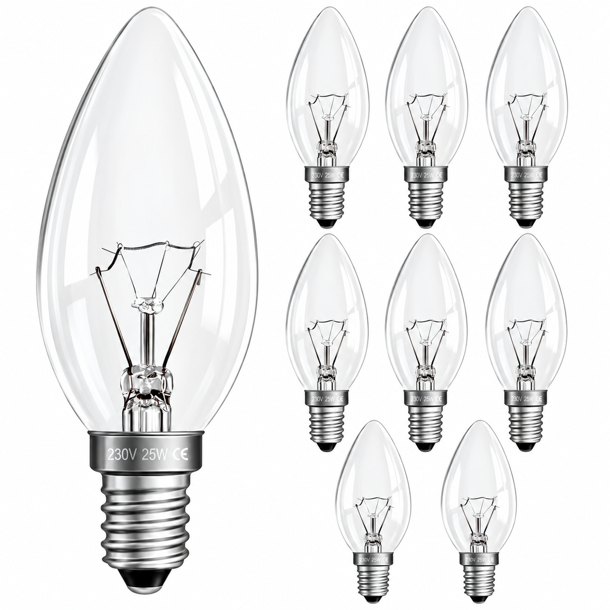 Kerzen-Glühbirnen E14 40 W & 25 W – Klar, Dimmbar, Hochwertiges Licht 10STK