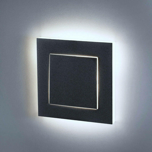 LED Treppenbeleuchtung 230V – Eckige Wandeinbauleuchte 3D in Anthrazit