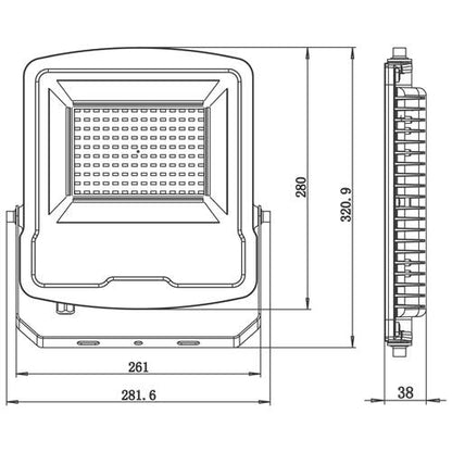 LED Flutlicht 100 W – 8000 Lumen, IP65, Aluminium, warmweiß (3000 K) oder kaltweiß (6500 K)