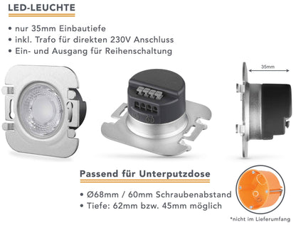 Ersatz- bzw. Austausch-LED-Treppenbeleuchtungen 230 V