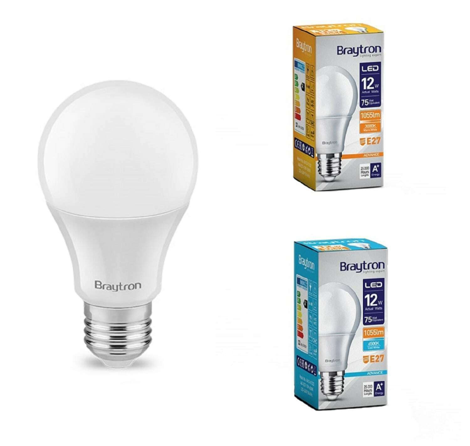 Braytron LED-Lampe 12W – Energiesparend & Helles Licht | 6500K, 3000K | 1055 Lumen