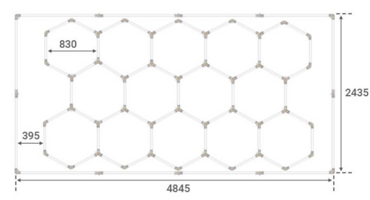 PRO LED Hexagon 14 Waben Set 672W Kaltweiß (6500K) – 80.640 Lumen 230V 8-Eck LED Deckenleuchte.
