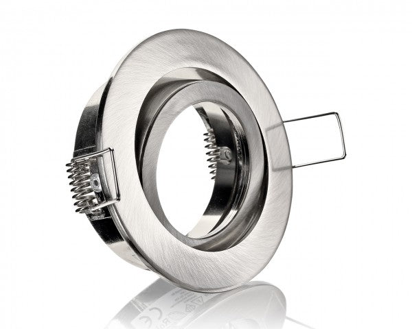 Runder Edelstahl-Einbaurahmen mit GU10-Fassung, Schwenkbar, 5W LED-Spot, 230V