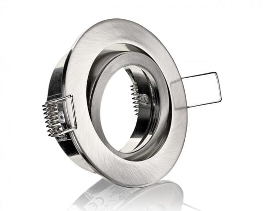 Runder Edelstahl-Einbaurahmen mit GU10-Fassung, Schwenkbar, 5W LED-Spot, 230V