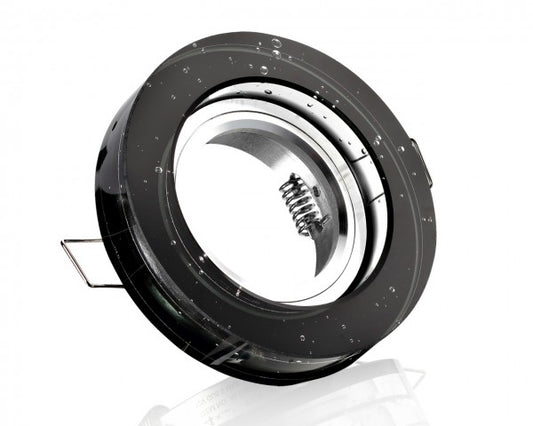 Einbaurahmen-Rund Glas Schwarz Blubber