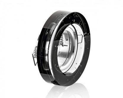 Glas Einbaurahmen Rund mit Klickverschluss & GU10 Fassung – 5W LED, Schwarz