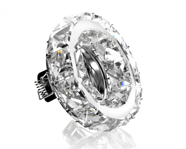 Einbaurahmen aus Glas -Rund Spannring Chrom Groß