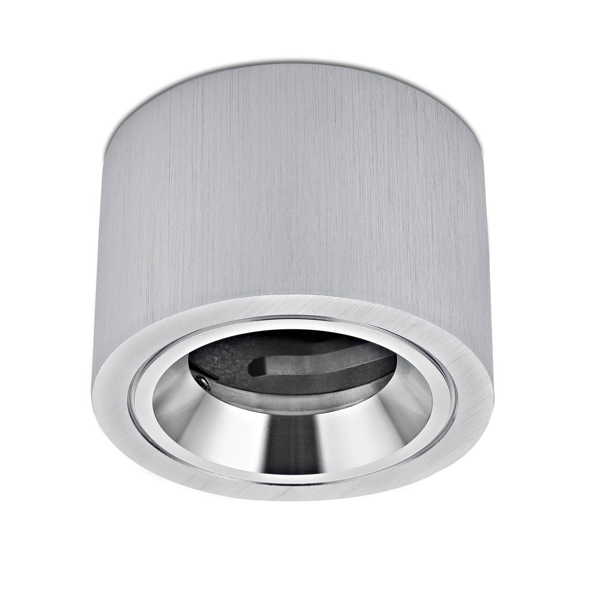 Aufbaustrahler Rund – Bicolor Alu-Natur Grob Flat LED.