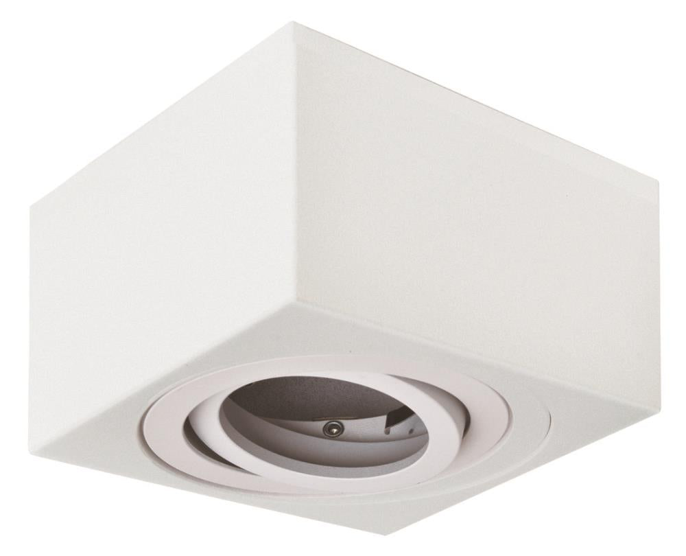 Alu Aufbaustrahler Eckig – Flach, Weiß Matt / Schwarz Matt, Schwenkbar