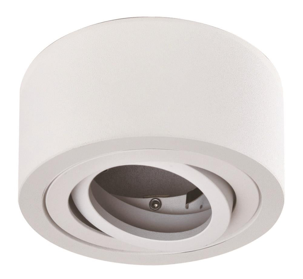 Aufbaustrahler Alu rund – Doppelring Schwarz Matt / Weiß Matt, flach