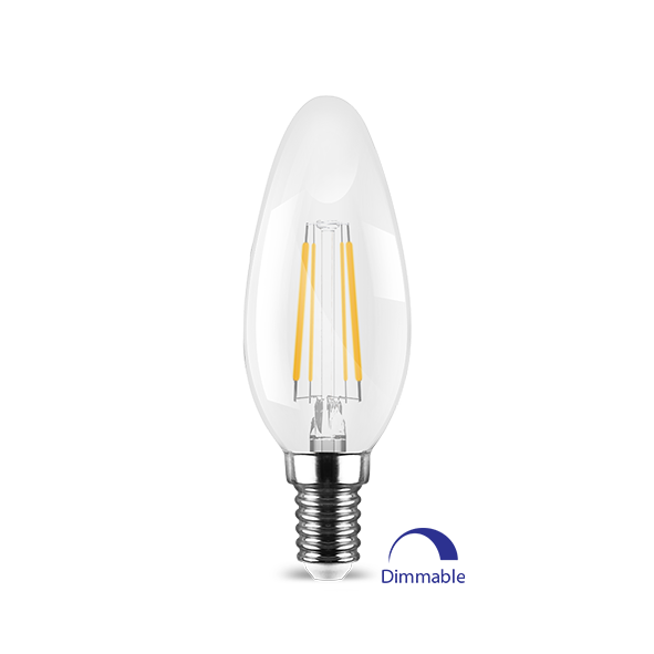 LED E14 Kerze Filament, 2700K Dimmbar 4W