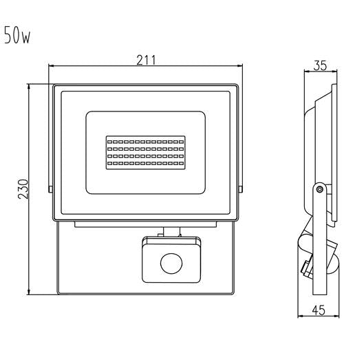 50 W LED Flutlicht – 4000 Lumen, IP65, Aluminium, Kaltweiß/Warmweiß, 120° Abstrahlwinkel, SMD-Chip, 