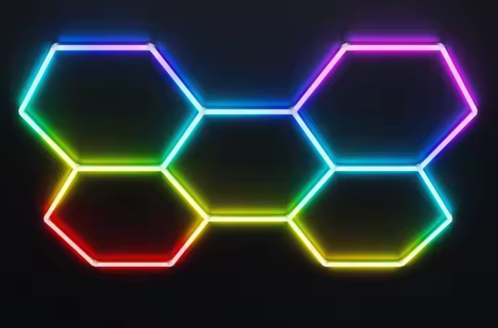 LED Hexagon 5 Waben Set RGBIC mit App & Fernbedienung 72W.