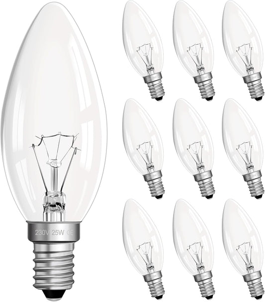 Kerzen-Glühbirnen E14 40 W & 25 W – Klar, Dimmbar, Hochwertiges Licht