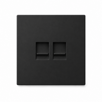 Netzwerkdose 2-fach Schwarz – Doppel RJ45 Netzwerkanschluss.