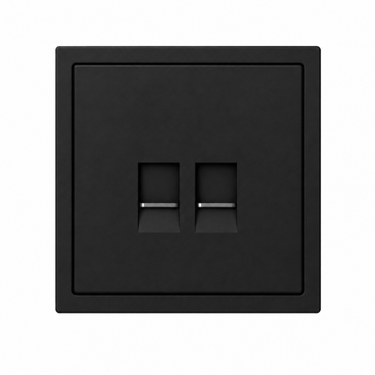 Netzwerkdose 2-fach Schwarz – Doppel RJ45 Netzwerkanschluss.