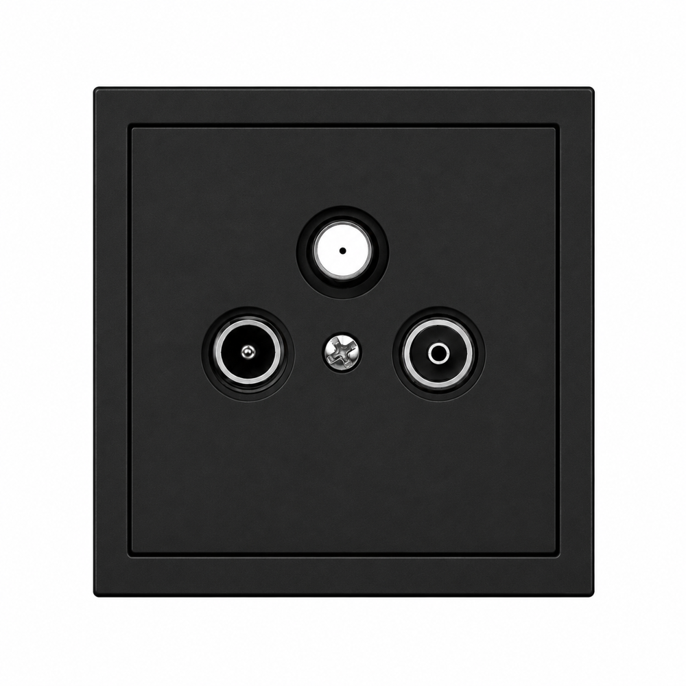Antennendose TV/FM/SAT Schwarz – Multimedia-Antennendose für Unterputzmontage.
