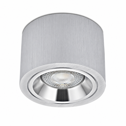 Aufbaustrahler Rund – Bicolor Alu-Natur Grob Flat LED