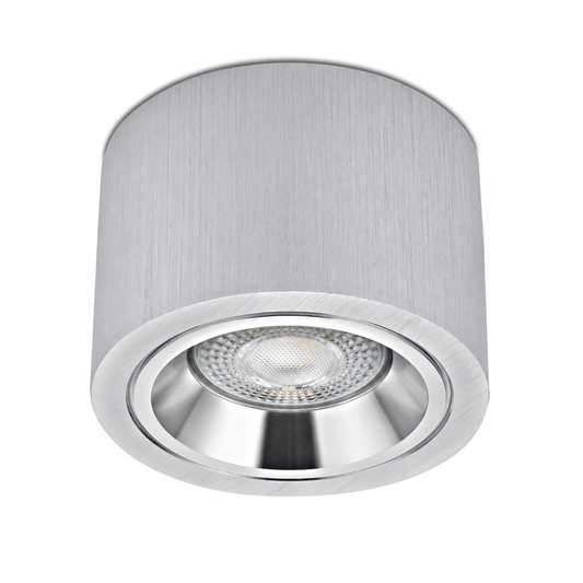 Aufbaustrahler Rund – Bicolor Alu-Natur Grob Flat LED