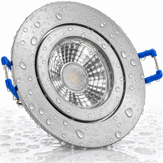 LED Einbaustrahler Flat 5W – Aluminium Bi-Color, rund, IP44 Feuchtraum, Klickverschluss