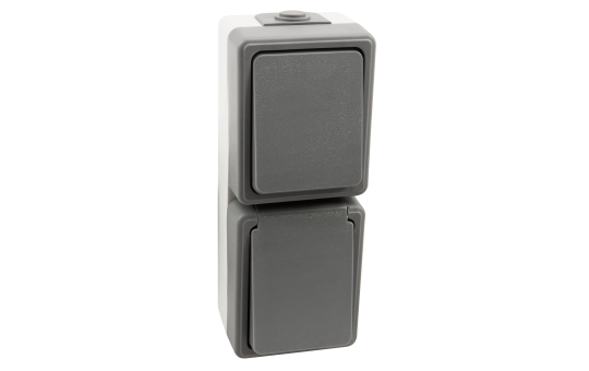 Feuchtraum Kombi-Dose McPower "Secure" 250V Schalter+Steckdose, IP44, AP, grau.