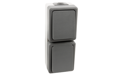 Feuchtraum Kombi-Dose McPower "Secure" 250V Schalter+Steckdose, IP44, AP, grau.