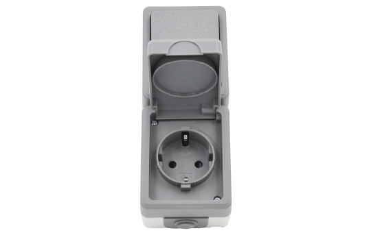Feuchtraum Kombi-Dose McPower "Secure" 250V Schalter+Steckdose, IP44, AP, grau.