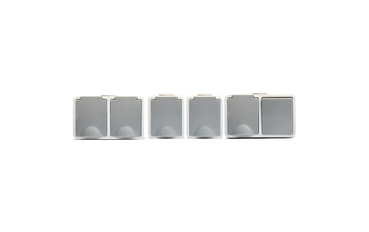 Feuchtraum Aufputz-Set IP54 – 4-teilig Schalter & Steckdosen Grau.