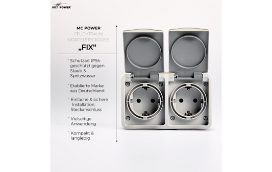 Feuchtraum Aufputz-Set IP54 – 7-teilig Schalter & Steckdosen Grau.