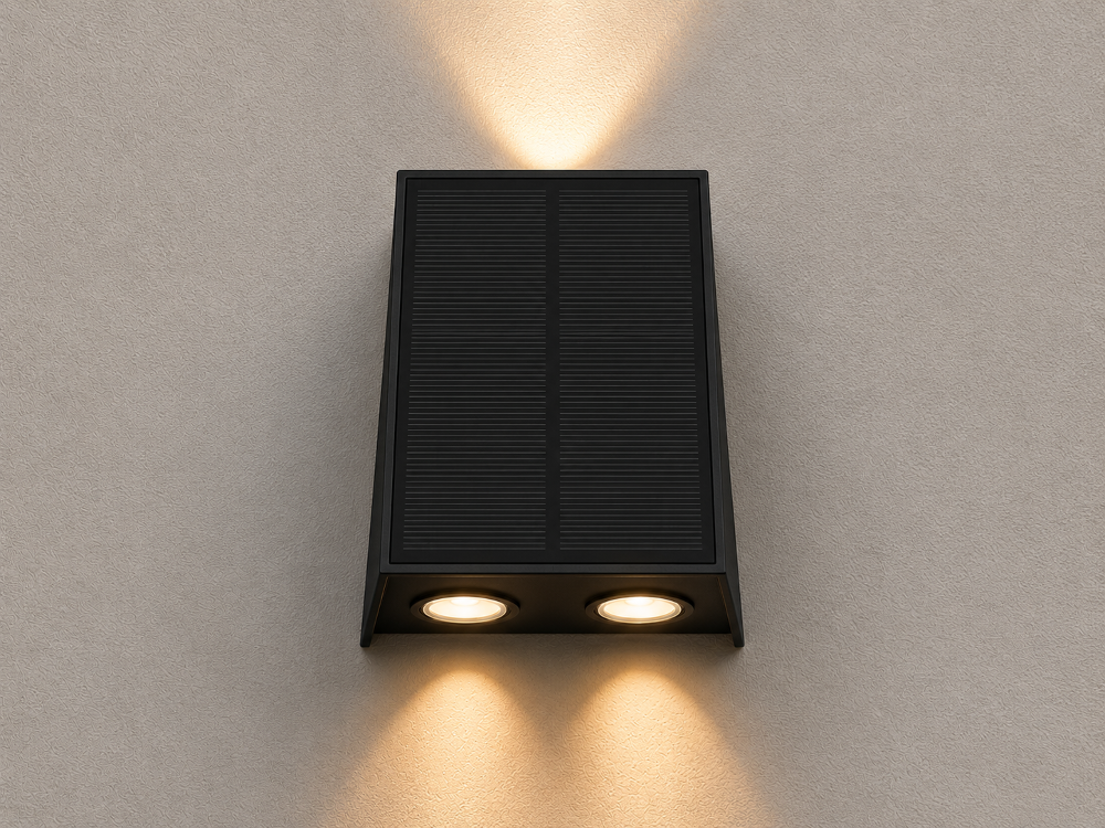 Tank Solar LED Wandleuchte UP/DOWN IP54 Schwarz Matt