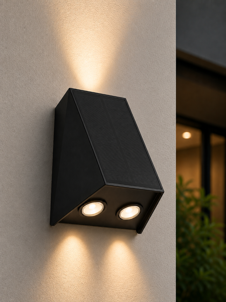 Tank Solar LED Wandleuchte UP/DOWN IP54 Schwarz Matt