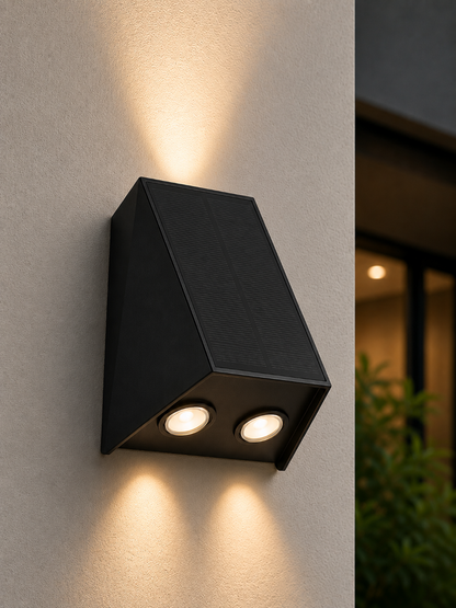 Tank Solar LED Wandleuchte UP/DOWN IP54 Schwarz Matt