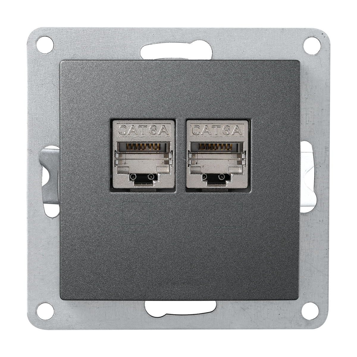 Netzwerk-Dose McPower "Flair" CAT6A, UP, anthrazit, vollgeschirmt.