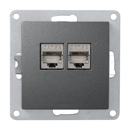 Netzwerk-Dose McPower "Flair" CAT6A, UP, anthrazit, vollgeschirmt.