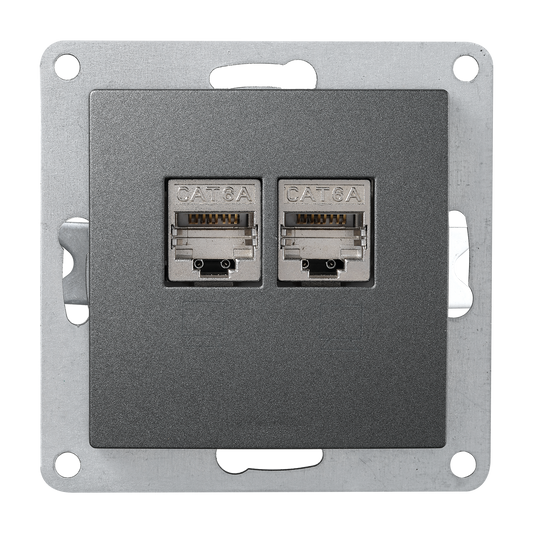 Netzwerk-Dose McPower "Flair" CAT6A, UP, anthrazit, vollgeschirmt.