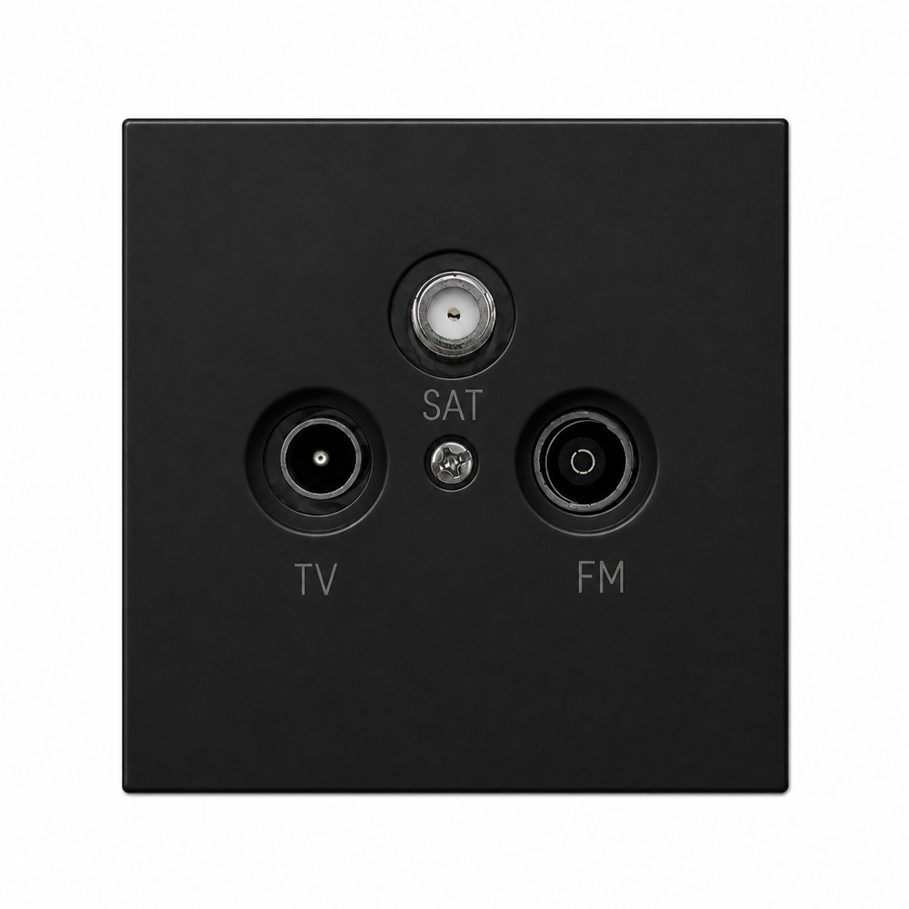 Antennendose TV/FM/SAT Schwarz – Multimedia-Antennendose für Unterputzmontage.