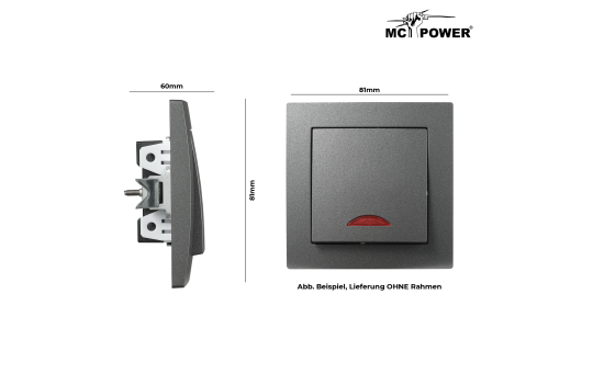 Schalter McPower "Flair", 250V~/10A, UP, anthrazit mit Orientierungsleuchte.