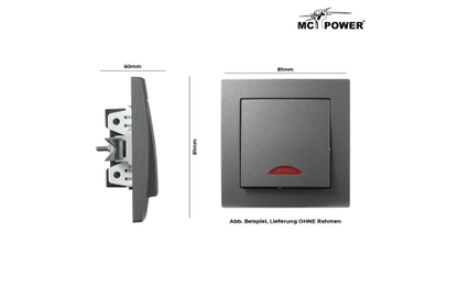 Schalter McPower "Flair", 250V~/10A, UP, anthrazit mit Orientierungsleuchte.