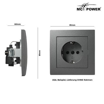 Schutzkontakt-Steckdose McPower "Flair", 250V~/16A, Steckanschluss, anthrazit.