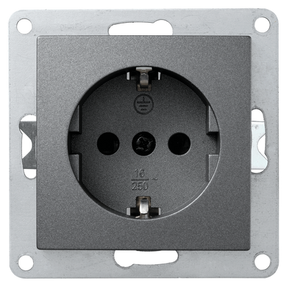 Schutzkontakt-Steckdose McPower "Flair", 250V~/16A, Steckanschluss, anthrazit.