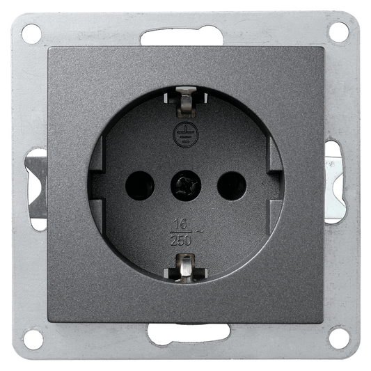 Schutzkontakt-Steckdose McPower "Flair", 250V~/16A, Steckanschluss, anthrazit.