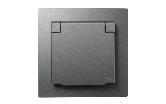 Schutzkontakt-Steckdose McPower "Flair", 250V~/16A, UP, IP44, anthrazit.
